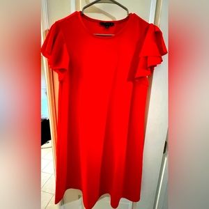 Tiana B. Dress with Short Flutter Sleeves.